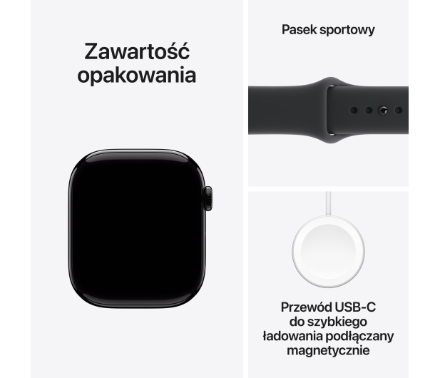 APPLE Watch Series 11 GPS + Cellular 42mm Aluminiowa koperta (onyksowa)/ Sportowy pasek (czarny) - rozmiar S/M - 1362411 - zdjęcie 8